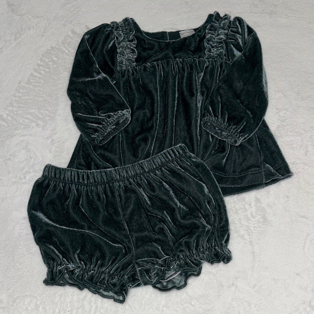 Carters Velvet Two-Piece Infant Set - Deep Forest Green